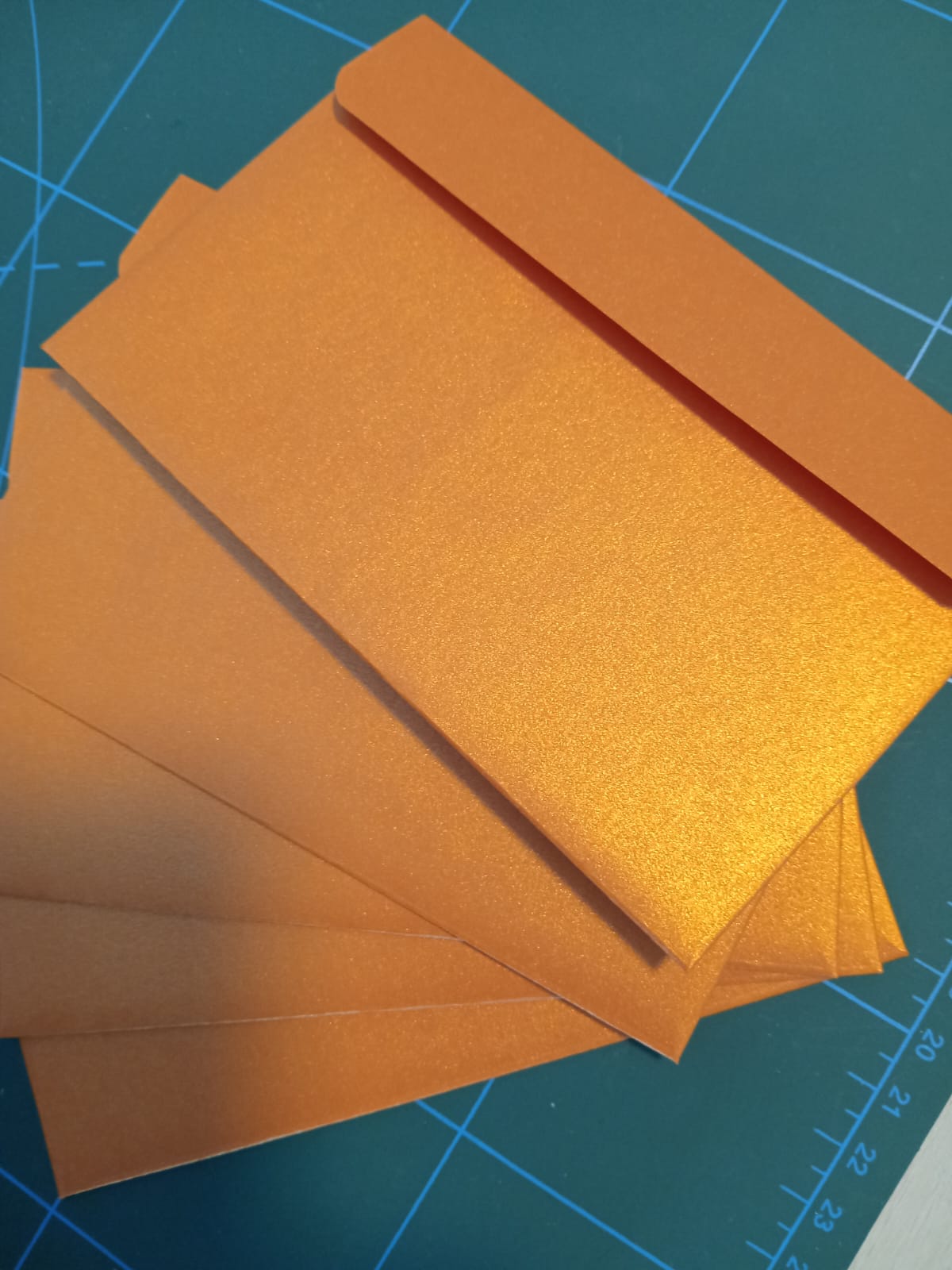 Enveloppe faite main carrée (140x90mm) - Orange pearl - AZUVIA